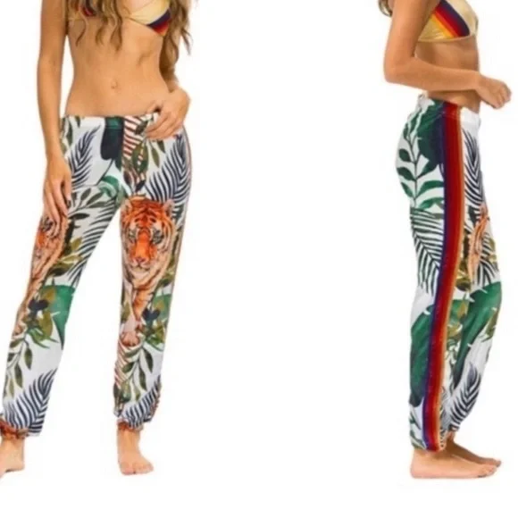 Aviator Nation Jungle Print velvet Pant RARE - Picture 1 of 6